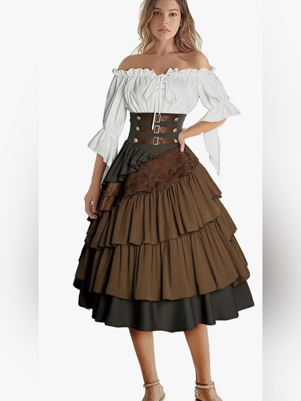 Holloween! Women’s Brown Layered Renaissance - Pirate - Viking Costume
